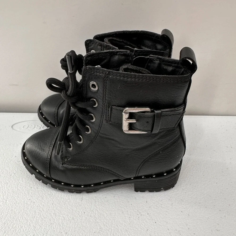 Set Of 3 Girls Shoes Black Combat Boots Gold Glitter Sparkle Sizes 8 & 9 Sandals